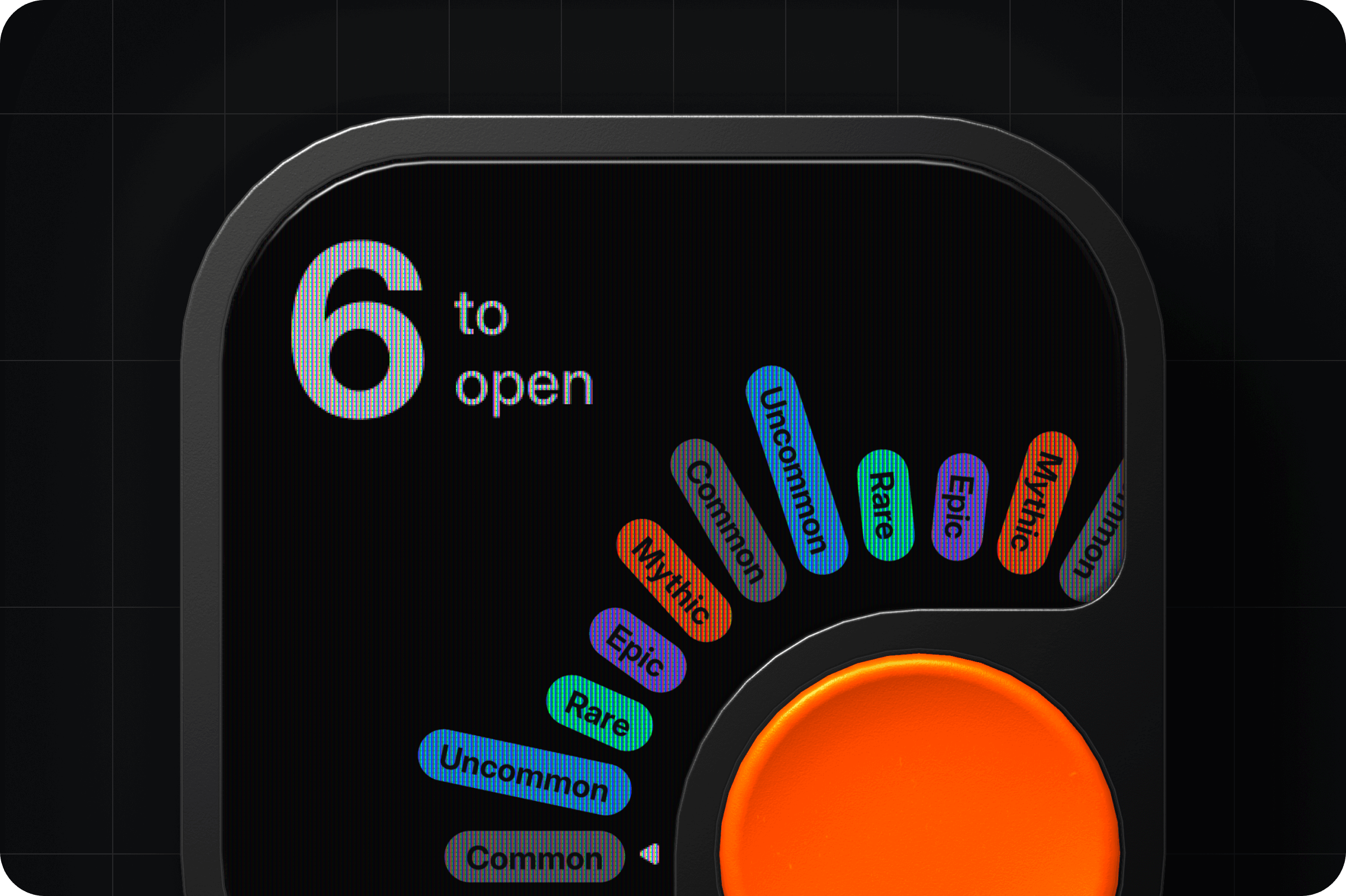 Image of a crate, with a digital screen, showing prizes