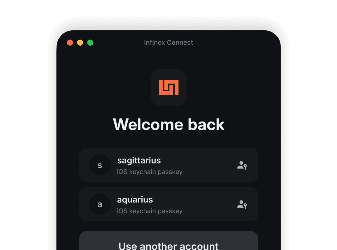 _Passkeys, not seed phrases._ Log into your account on any device safely, with your account passkey. 