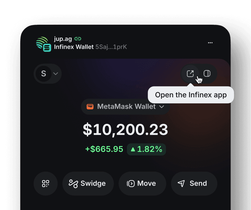 _One-click access_ to your full Infinex account.